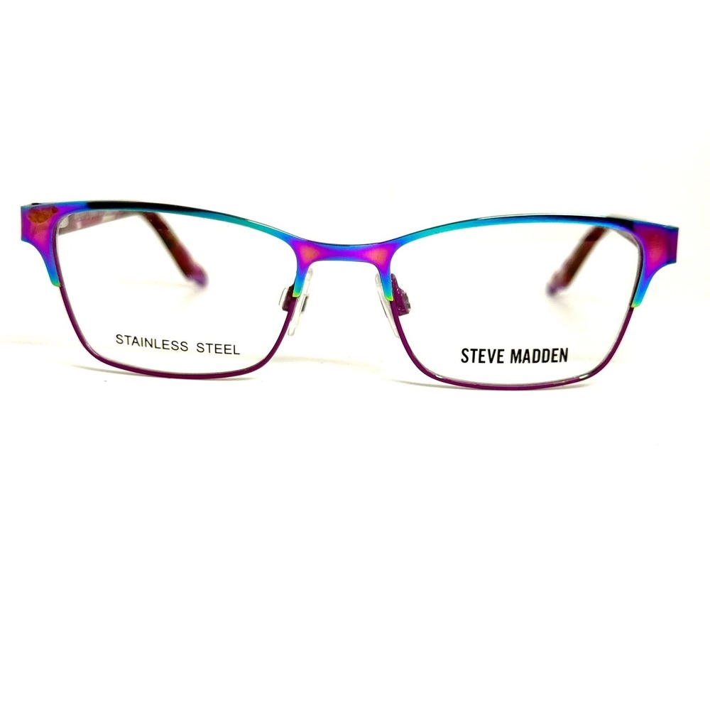 Steve Madden Liana Purple Prism Iridescent Stainless Steel Eyeglass Frames 47-16